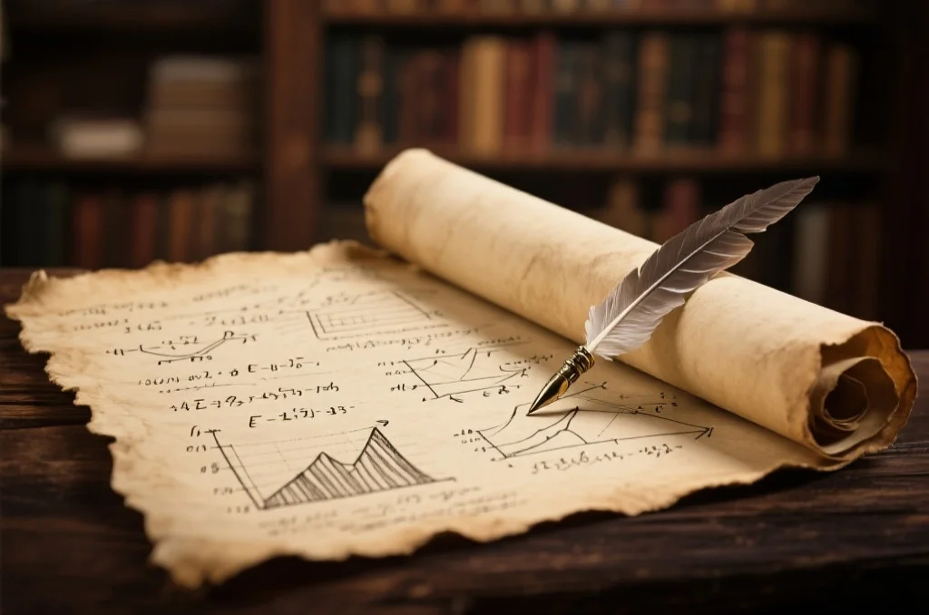 手绘的数学公式和统计图表